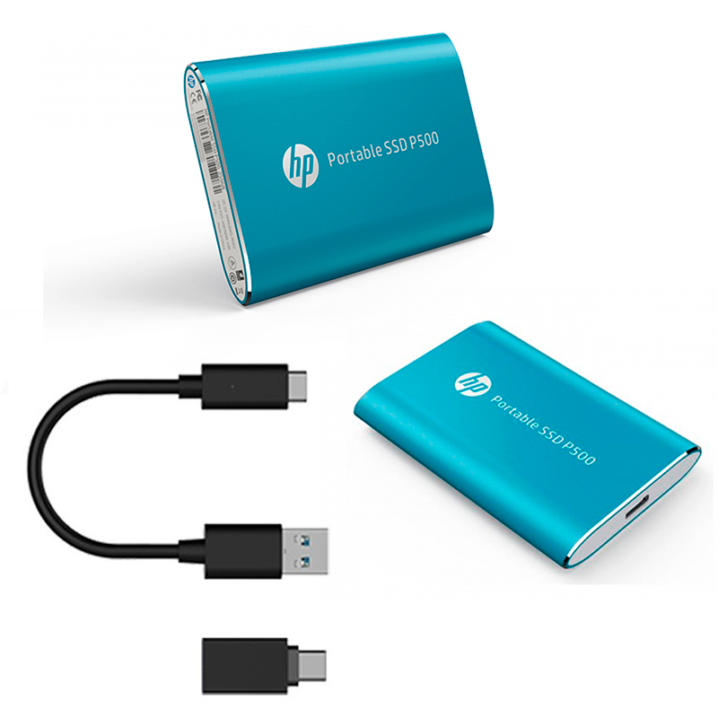 Imagen: Unidad de Estado Solido Externo (SSD) Portatil HP P500, 1TB, USB-C 3.2 Gen 1, Color Azul