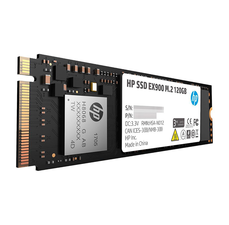Imagen: Unidad en estado solido HP EX900, 120GB, M.2, 2280, PCIe Gen 3x4, NVMe 1.3.