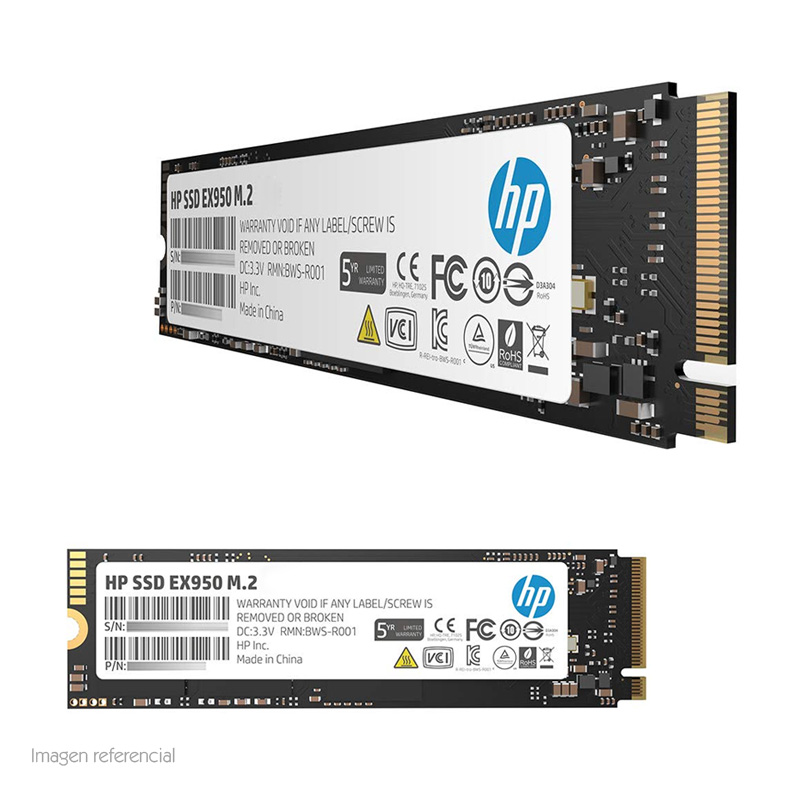 Imagen: Unidad en estado solido HP EX950, 512GB, M.2, 2280, PCIe Gen 3x4, NVMe 1.3.