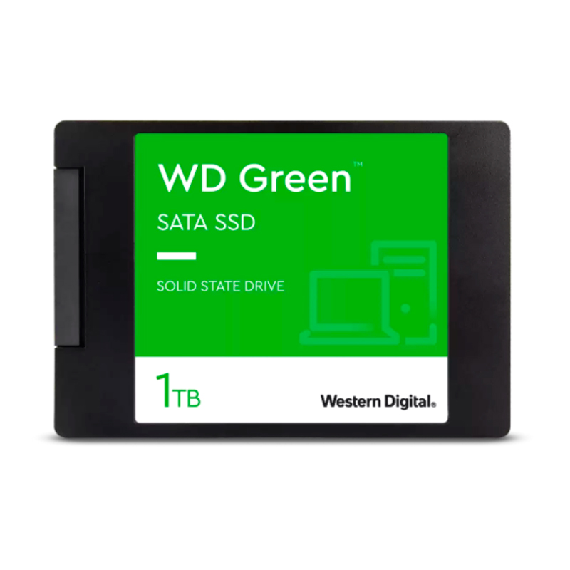 Imagen: Unidad de estado solido Western Digital Green, WDS100T3G0A, 1TB, SATA 6Gb/s, 2.5", 7mm.