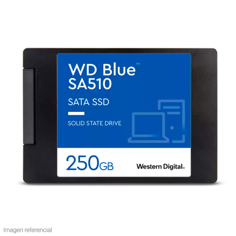 Imagen: Unidad en estado solido Western Digital Blue SA510, 250GB, SATA 6Gb/s, 2.5", 7mm.