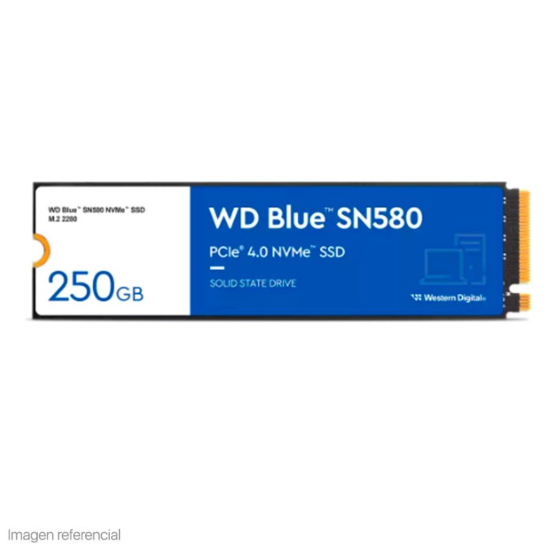 Imagen: Unidad de estado solido Western Digital Blue SN580 NVMe 250GB M.2 2280 PCIe Gen4 NVMe 1.4b
