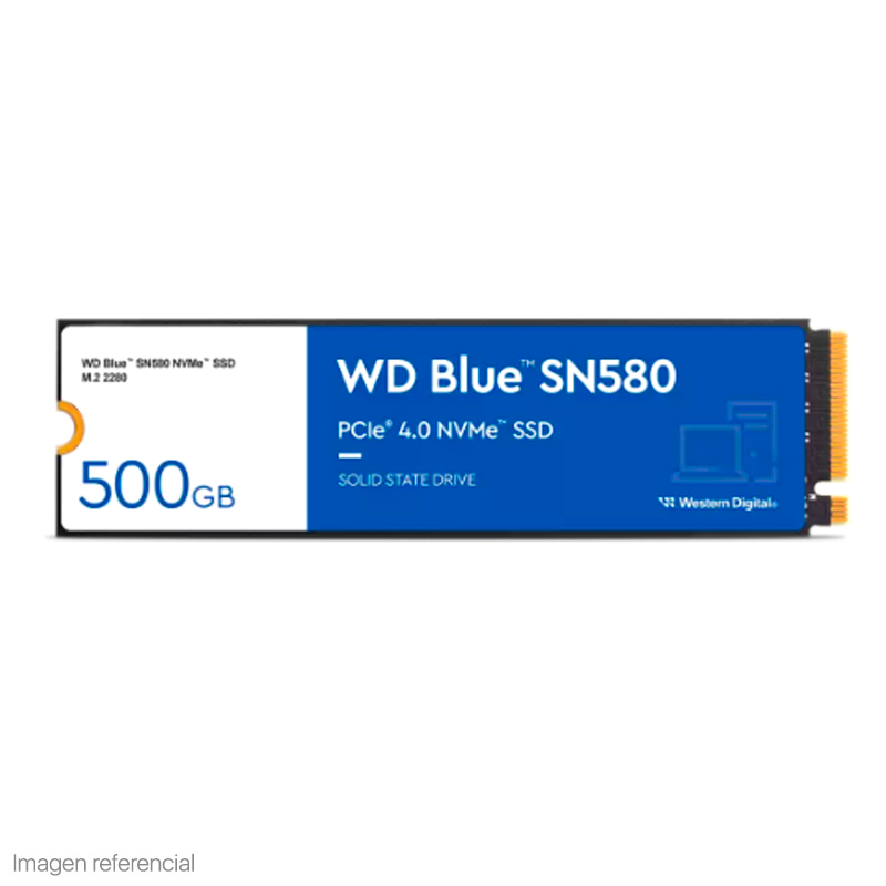 Imagen: Unidad de estado solido Western Digital Blue SN580 NVMe 500GB M.2 2280 PCIe Gen4 NVMe 1.4b