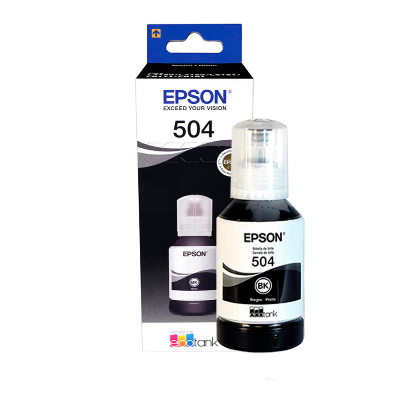 Imagen: Botella de tinta EPSON T504, color negro, contenido 127ml, para impresoras EPSON L4160.