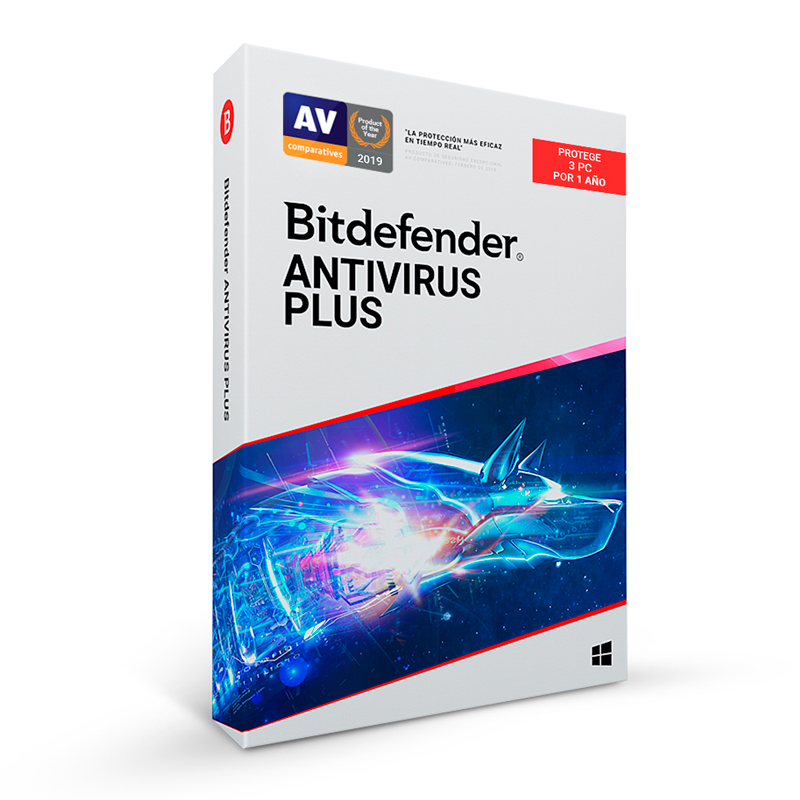 Imagen: Software Bitdefender Antivirus Plus, Licencia para 3 PCs, por 12 Meses + 3 Gratis.
