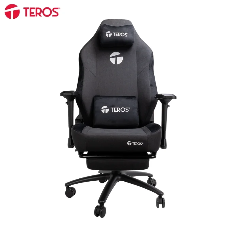 Silla gamer TEROS TE-8128BK, 180°, Almohada, Color negro