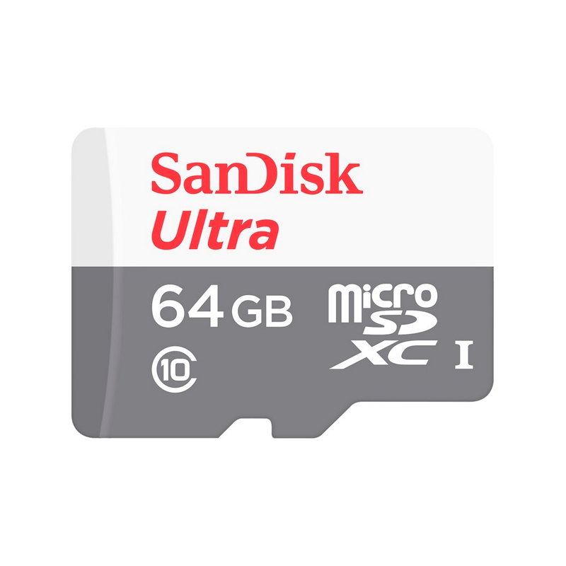 MEMORIA MICRO SDXC SANDISK ULTRA, CLASS10, UHS-I, 64GB,100MB/S + ADAPTADOR SD - P/N: SDSQUNR-064G-GN3MA