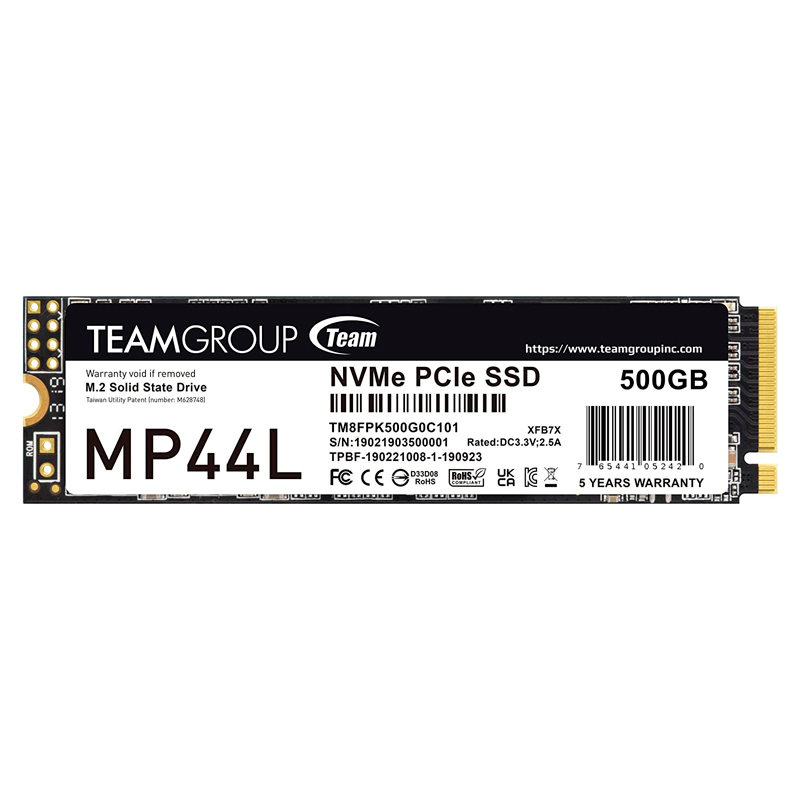 Unidad de estado solido TEAMGROUP MP44L 500GB M.2 PCI-E 4.0 x4 con NVMe 1.4