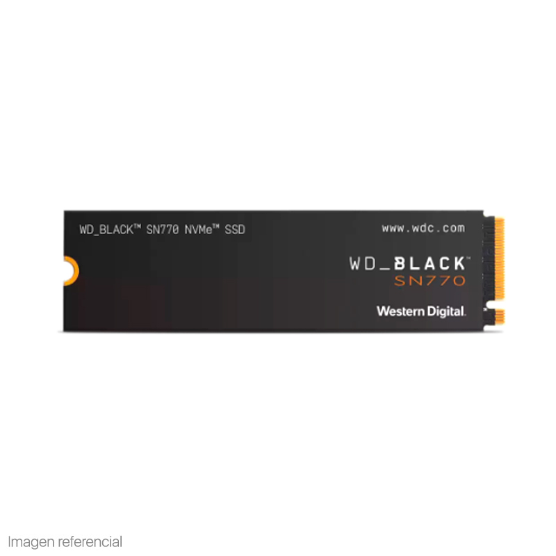 DISCO SOLIDO INTERNO WESTERN DIGITAL BLACK SN770 500GB, NVME, M.2 2280, PCIE GEN4X4, LECTURA 5000MB/S, ESCRITURA 4000MB/S - P/N: WDS500G3X0E